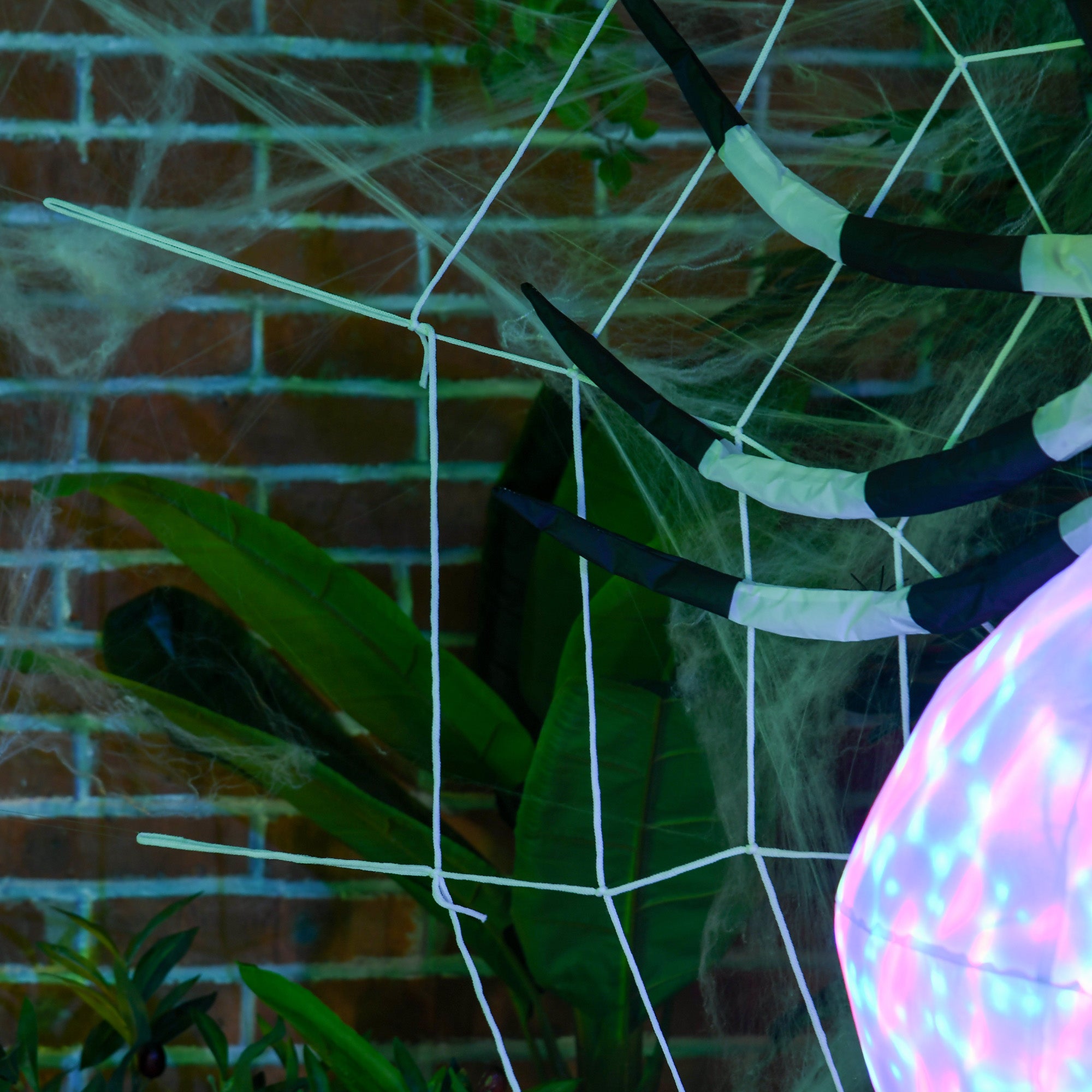 5FT Halloween Inflatable Hanging Spider with Colourful LED Lights - White