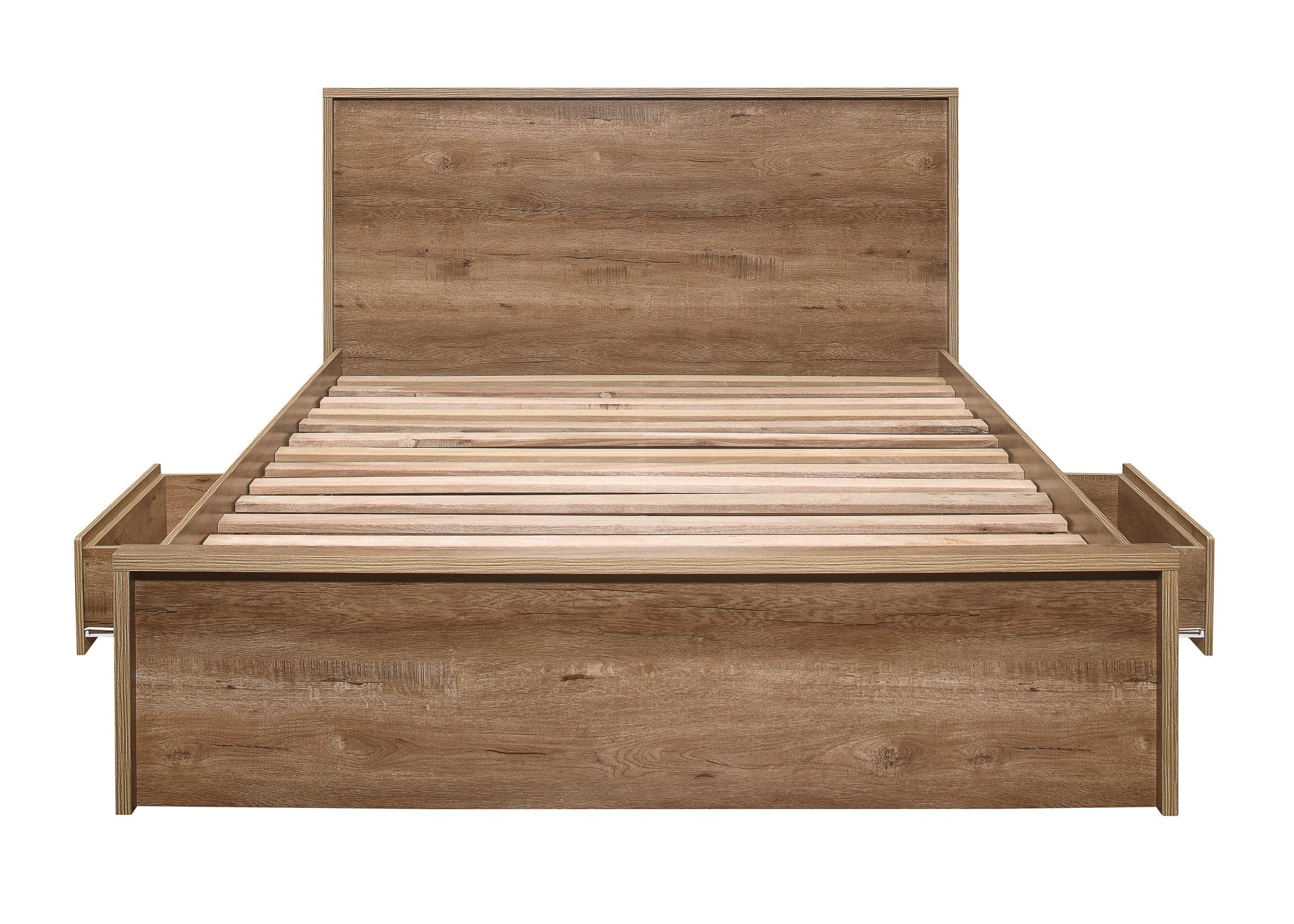 Stockwell Double Bed Rustic Oak - Bedzy UK modern and affordable home furniture England