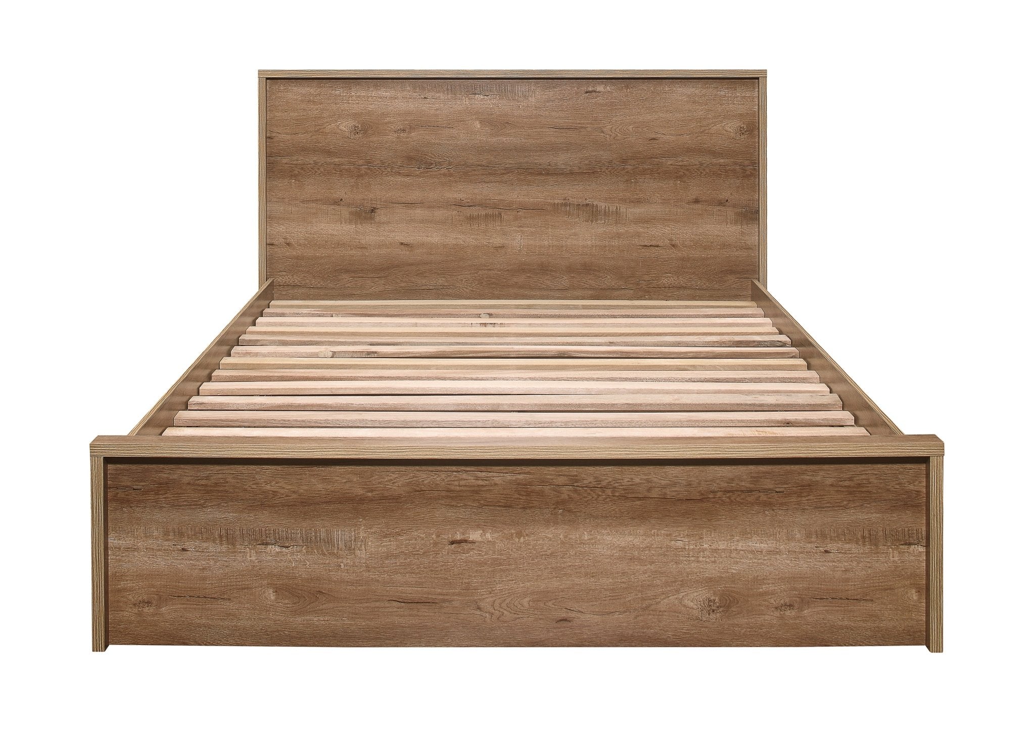 Stockwell Double Bed Rustic Oak - Bedzy UK modern and affordable home furniture England