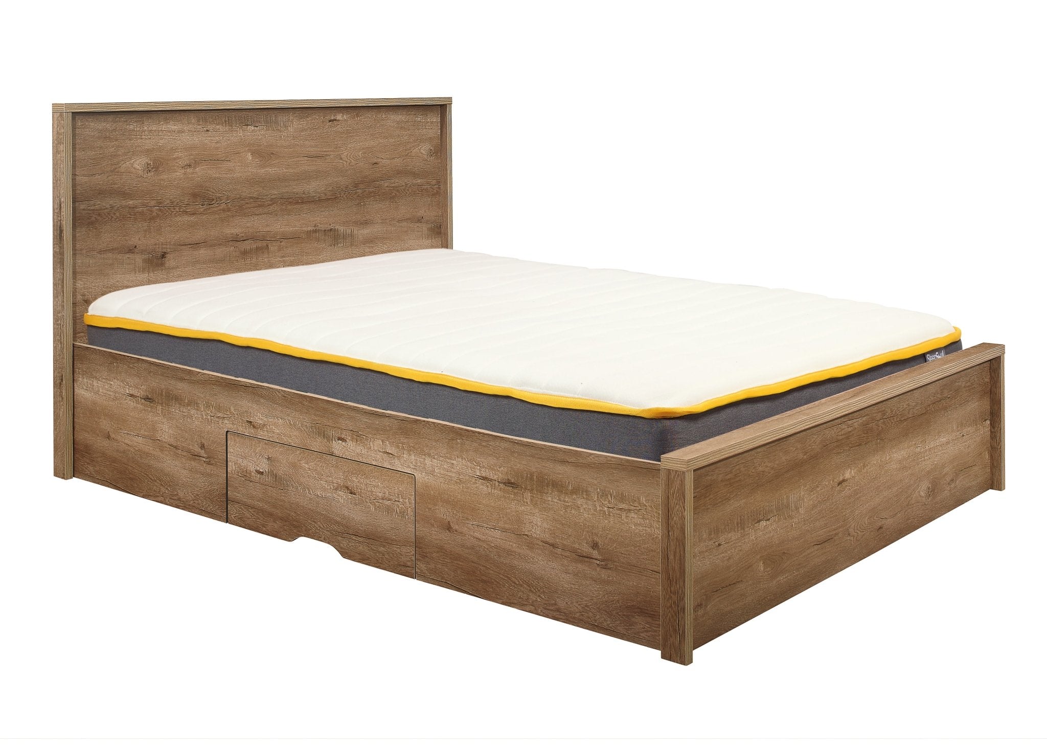 Stockwell Double Bed Rustic Oak - Bedzy UK modern and affordable home furniture England