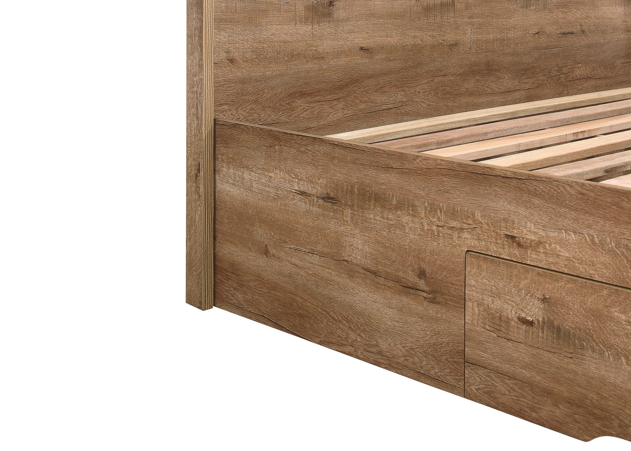 Stockwell Double Bed Rustic Oak - Bedzy UK modern and affordable home furniture England