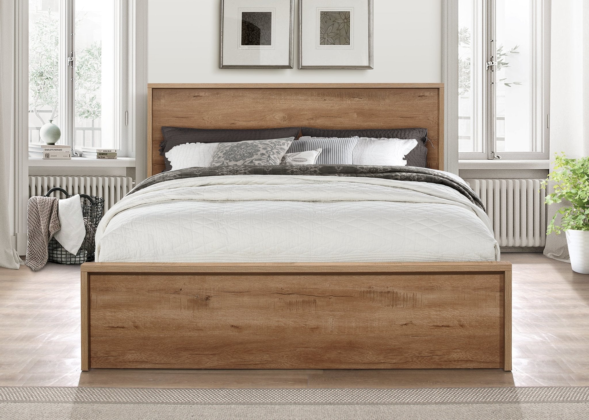 Stockwell Double Bed Rustic Oak - Bedzy UK modern and affordable home furniture England