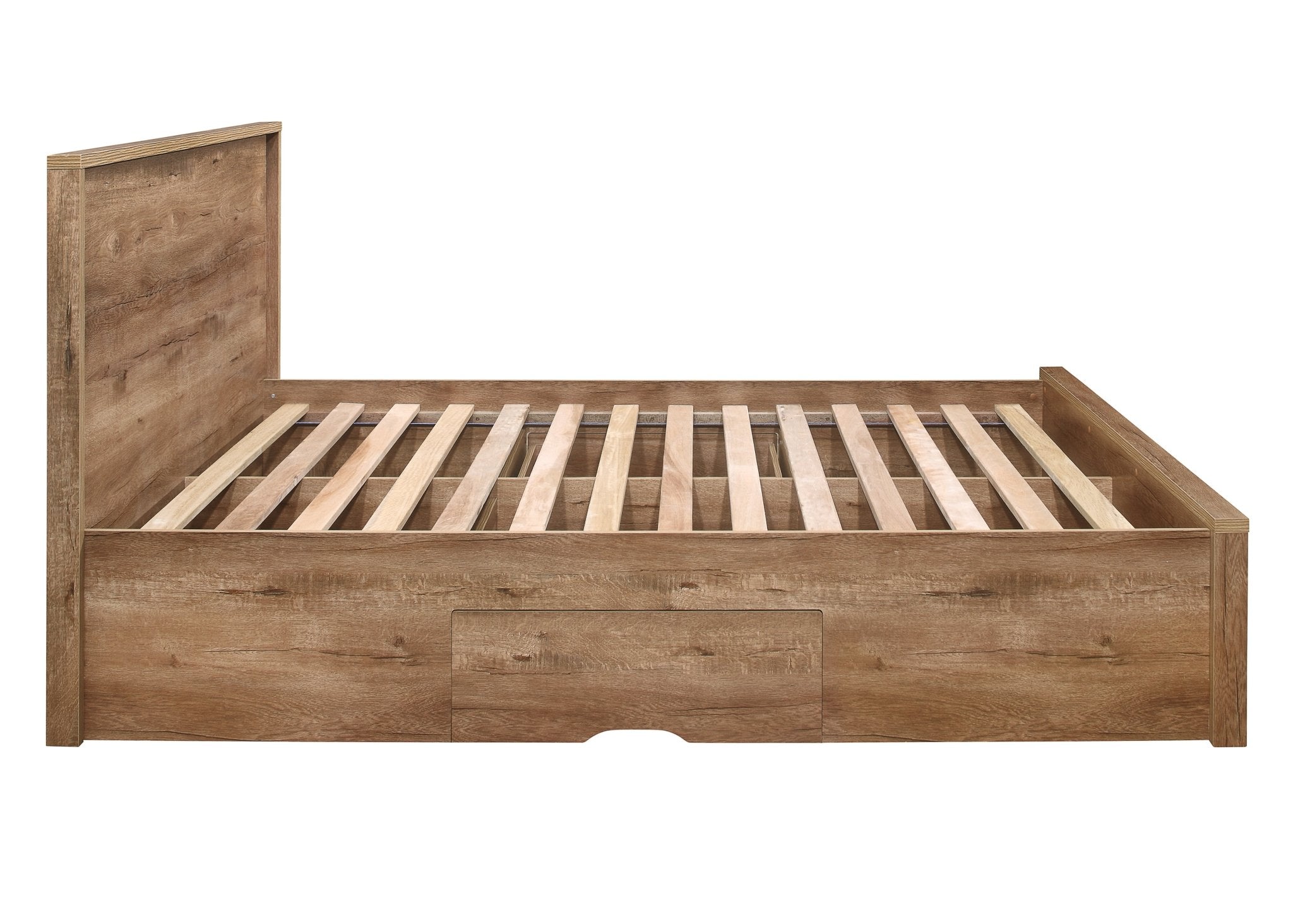 Stockwell Double Bed Rustic Oak - Bedzy UK modern and affordable home furniture England