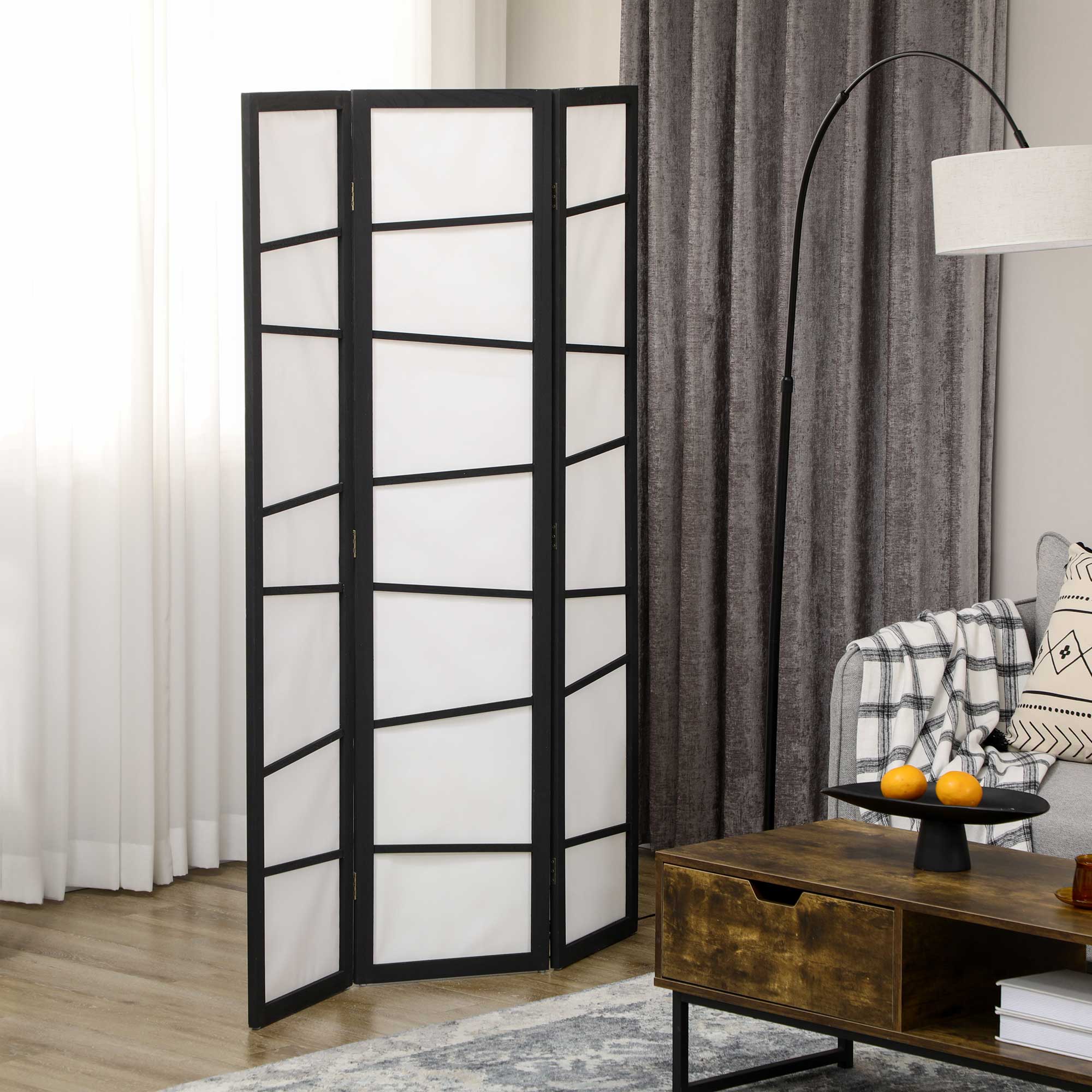 3 Panel Room Divider, Wooden Folding Privacy Screen, Freestanding Wall Partition Separator for Bedroom, White