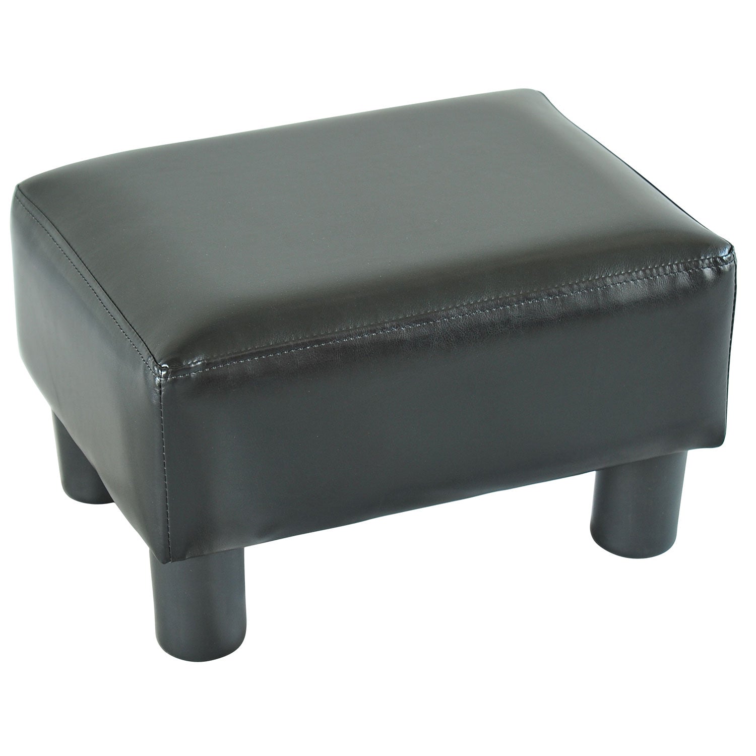 PU Leather Footstool Foot Rest Small Seat Foot Rest Chair Black Home Office with Legs 40 x 30 x 24cm