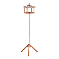 Portable Wooden Bird Feeder Station with Stand for Garden, Patio or Balcony - Natural Wood