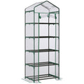 5 Tier Portable Greenhouse with Transparent PVC Cover and Metal Frame - Green