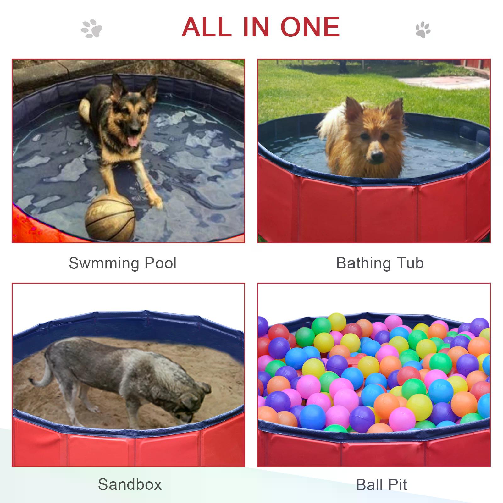 Pet Swimming Pool, Foldable, 80 cm Diameter-Red