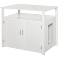 Wooden Cat Litter Box Enclosure with Adjustable Interior Wall & Large Tabletop - White