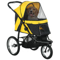 Foldable Pet Stroller Jogger for Small & Medium Dogs with Adjustable Canopy & 3 Large Wheels - Yellow