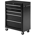 5-Drawer Rolling Tool Storage Cabinet Steel Tool Chest - Black