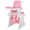 HDPE 3-in-1 Baby Booster High Chair with Adjustable Backrest and Tray - Pink