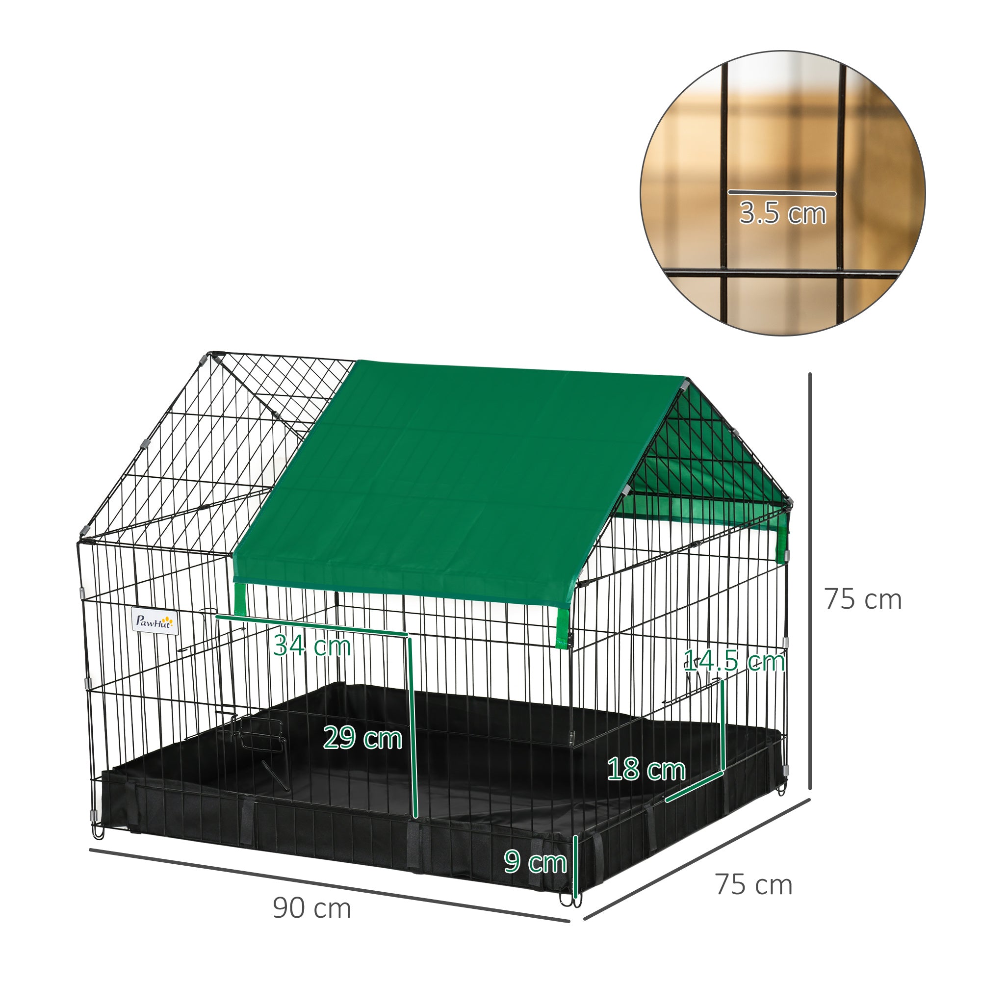 Guinea Pig Cage, Small Animal Habitat, Rabbit House w/ No Leaking Bottom, Safety Locking System, Top Roof