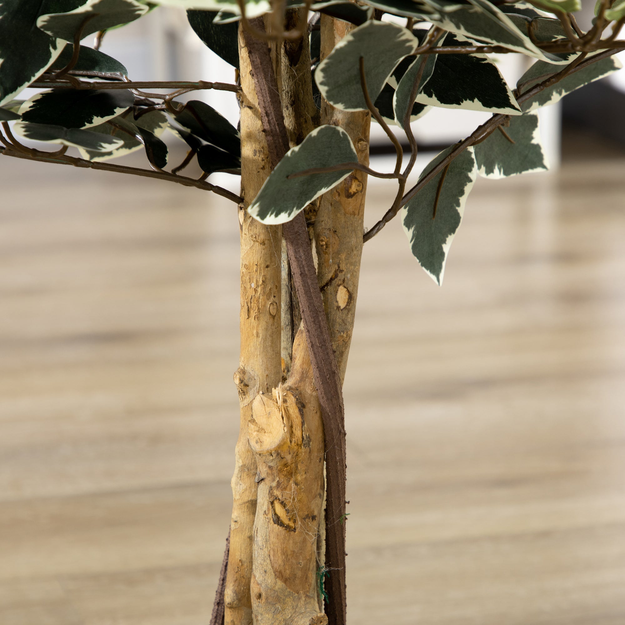 Set of 2 Artificial 130cm Ficus Trees in Pot with Lifelike Leaves and Natural Trunks - Green