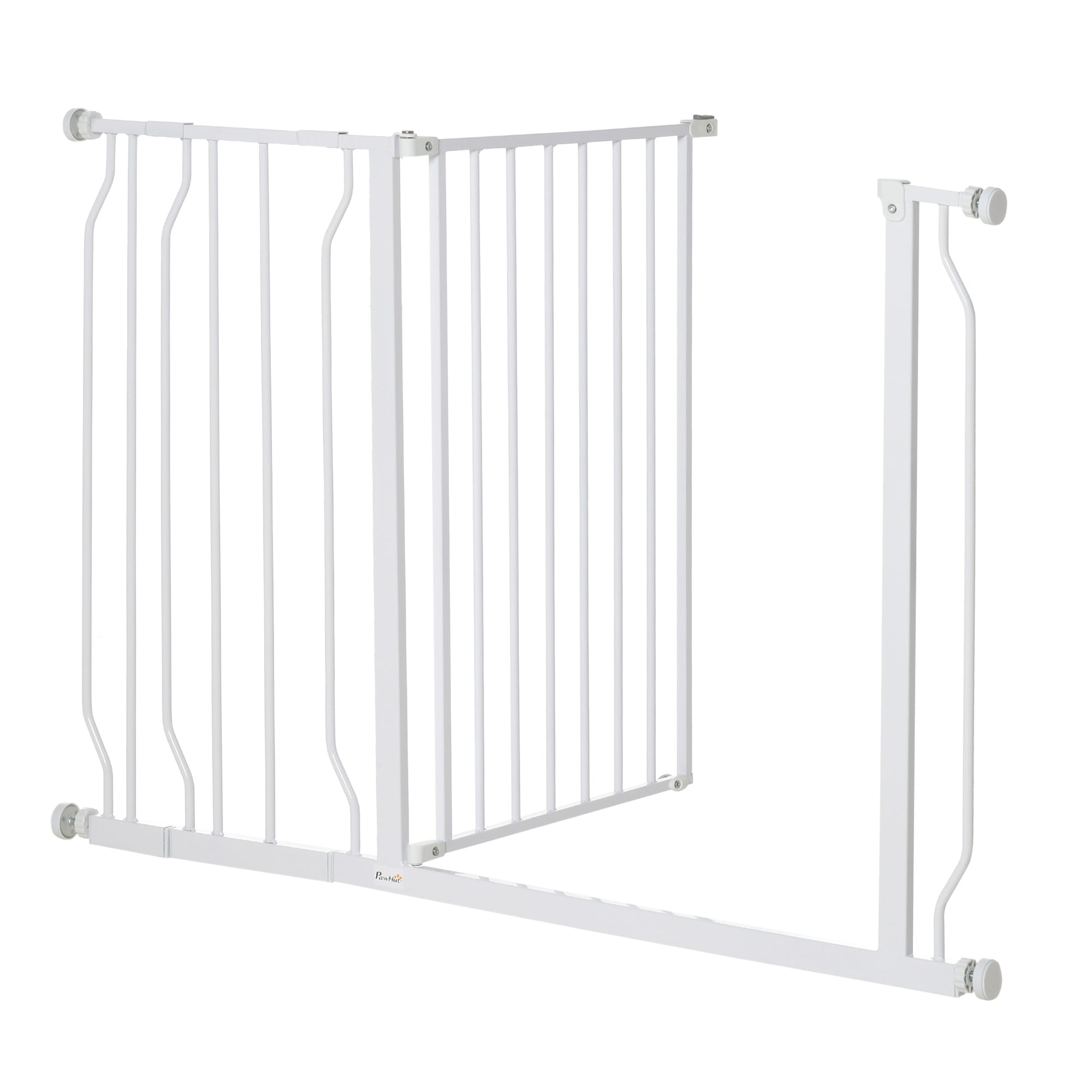 Expandable Dog Gate with Door pressure,75-115cm Doorway Pet Barrier Fence for Hallways, Staircases, White