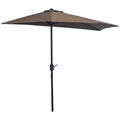 2.7m Balcony Half Parasol Outdoor Garden Umbrella with 5 Steel Ribs - Brown
