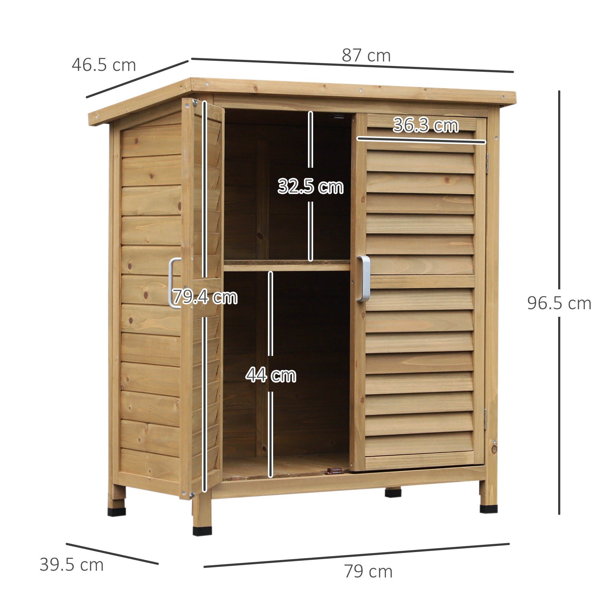 Garden Storage Unit Solid Fir Wood Garage Organisation Sturdy Cabinet Outdoor