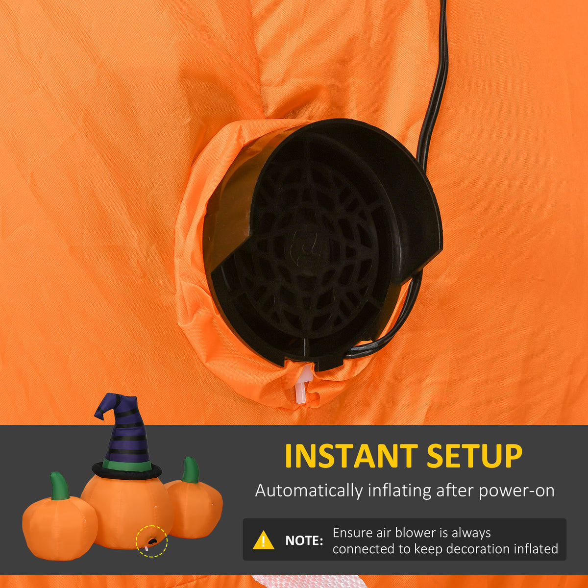 6ft Inflatable Halloween Large Pumpkin with Hat and Four Small Pumpkins LED Outdoor Display - Orange