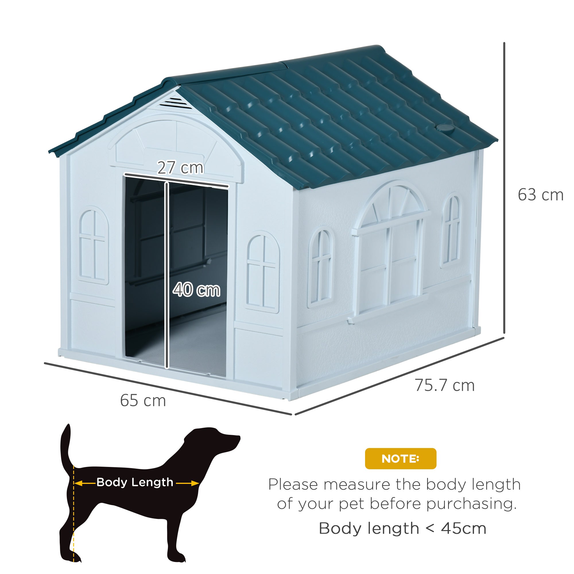 Plastic Weatherproof Dog House, Blue