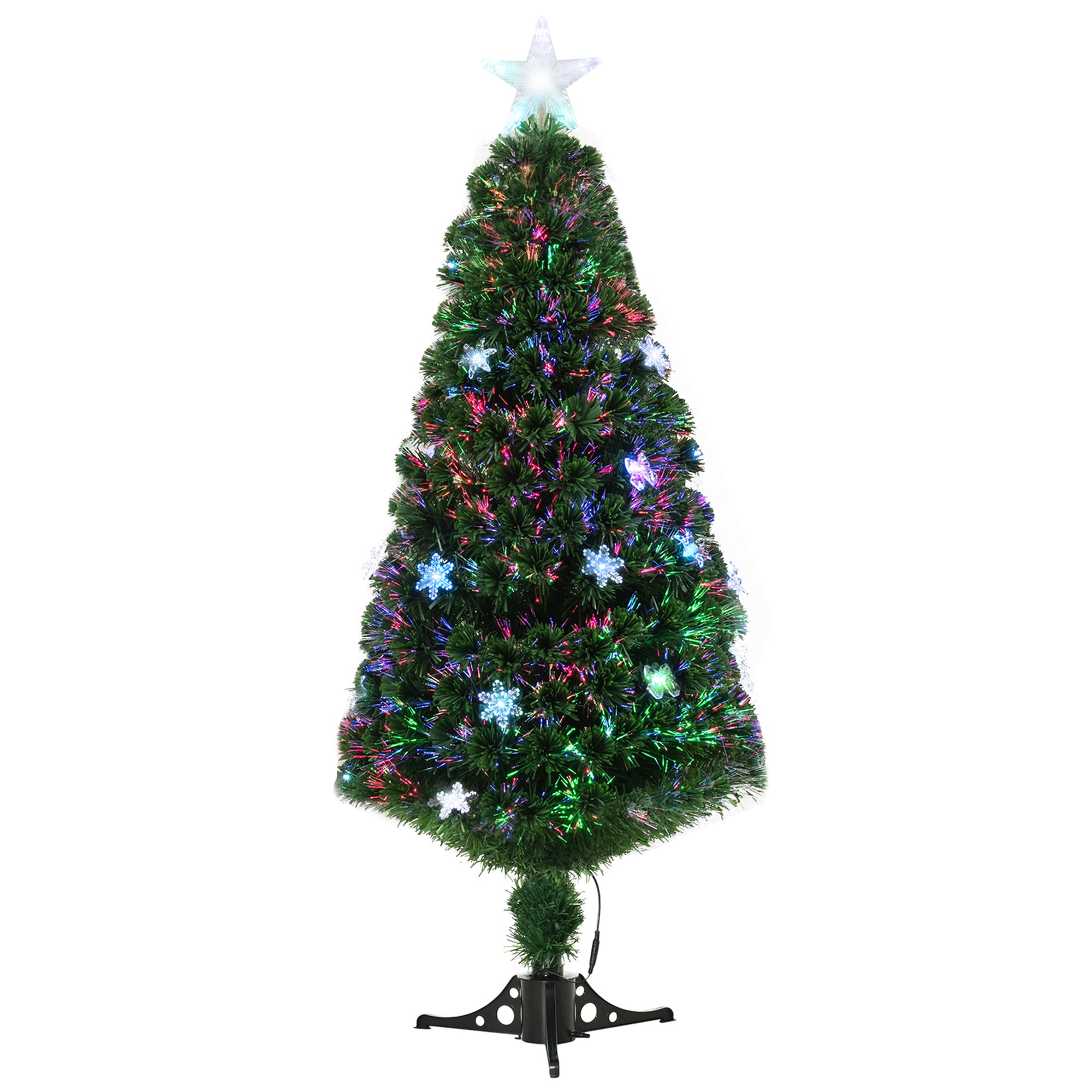 5ft Prelit Artificial Christmas Tree Fiber Optic LED Light Holiday Home Xmas Decoration Tree with Foldable Feet, Green