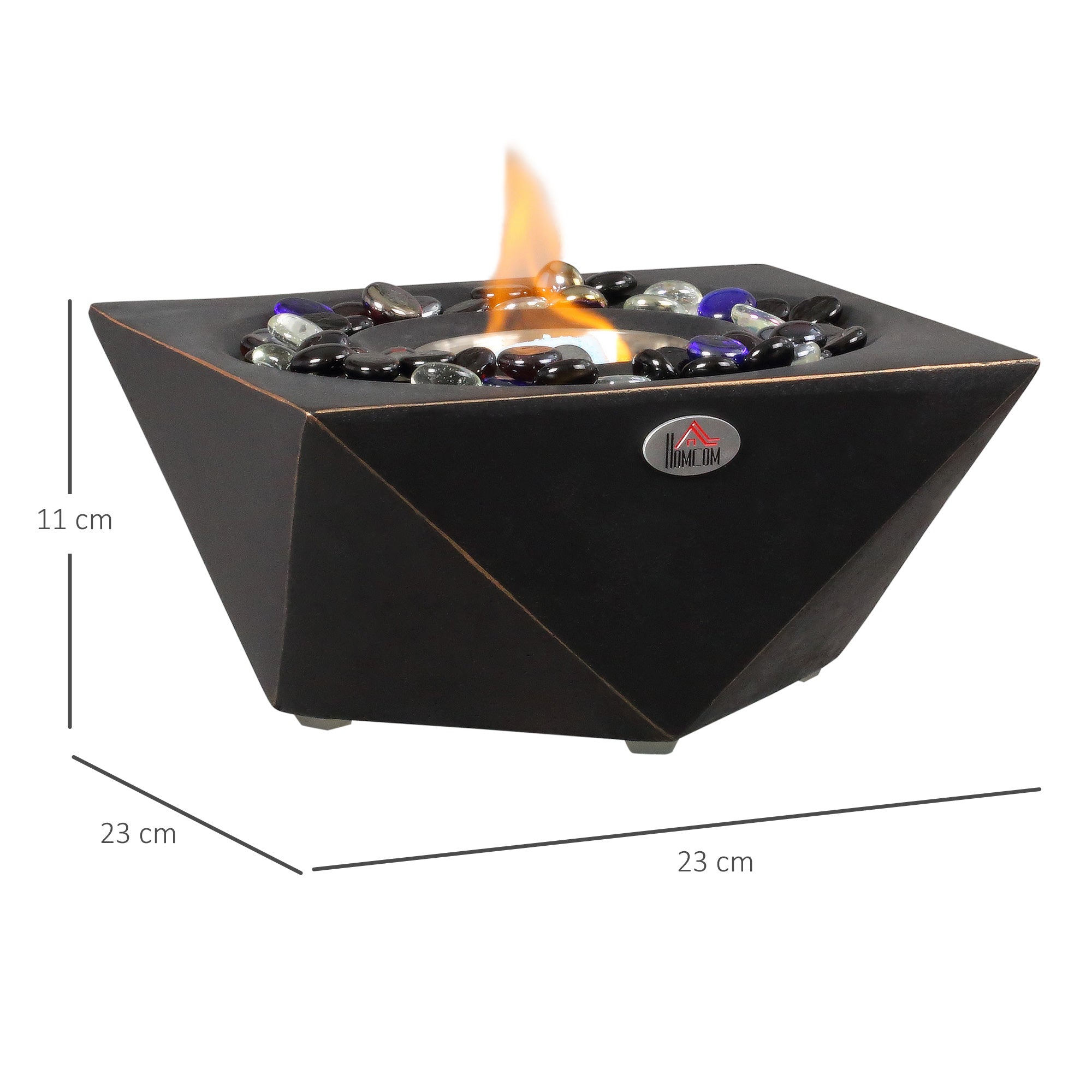 Portable Tabletop Fireplace, Concrete Bioethanol Fireplace with 0.4L Tank, Burns up with Liquid Alcohol and Solid Alcohol, Black