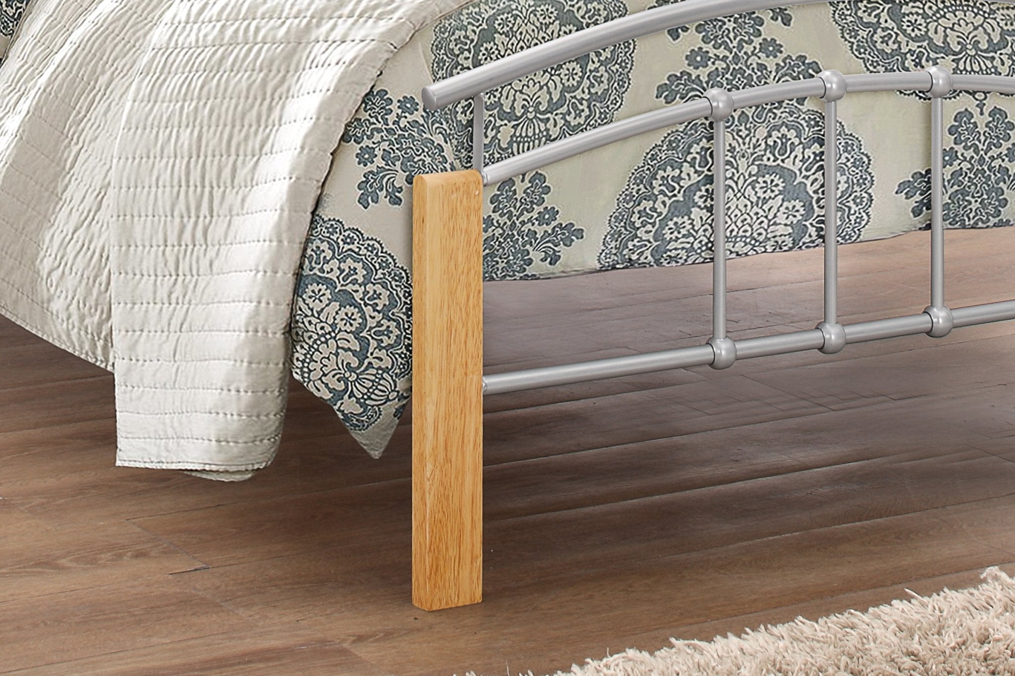 Tetras Single Bed - Beech & Silver - Bedzy UK modern and affordable home furniture England