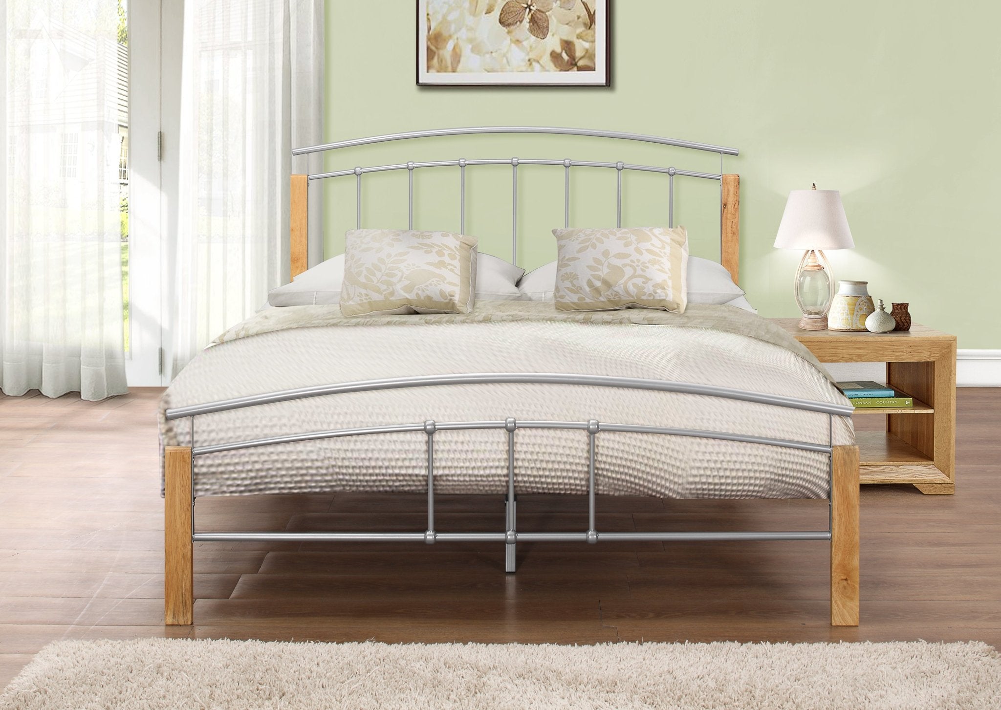 Tetras Small Double Bed Silver - Bedzy UK modern and affordable home furniture England