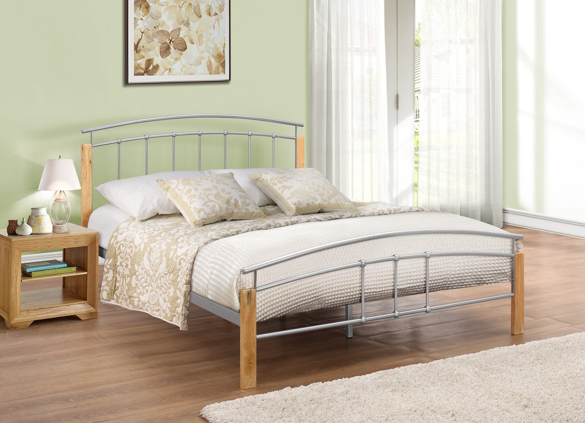 Tetras Small Double Bed Silver - Bedzy UK modern and affordable home furniture England