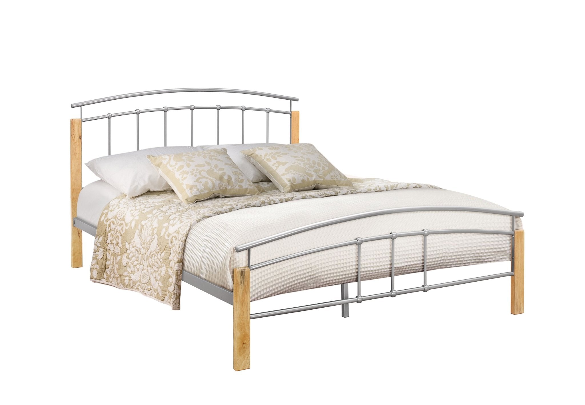 Tetras Small Double Bed Silver - Bedzy UK modern and affordable home furniture England