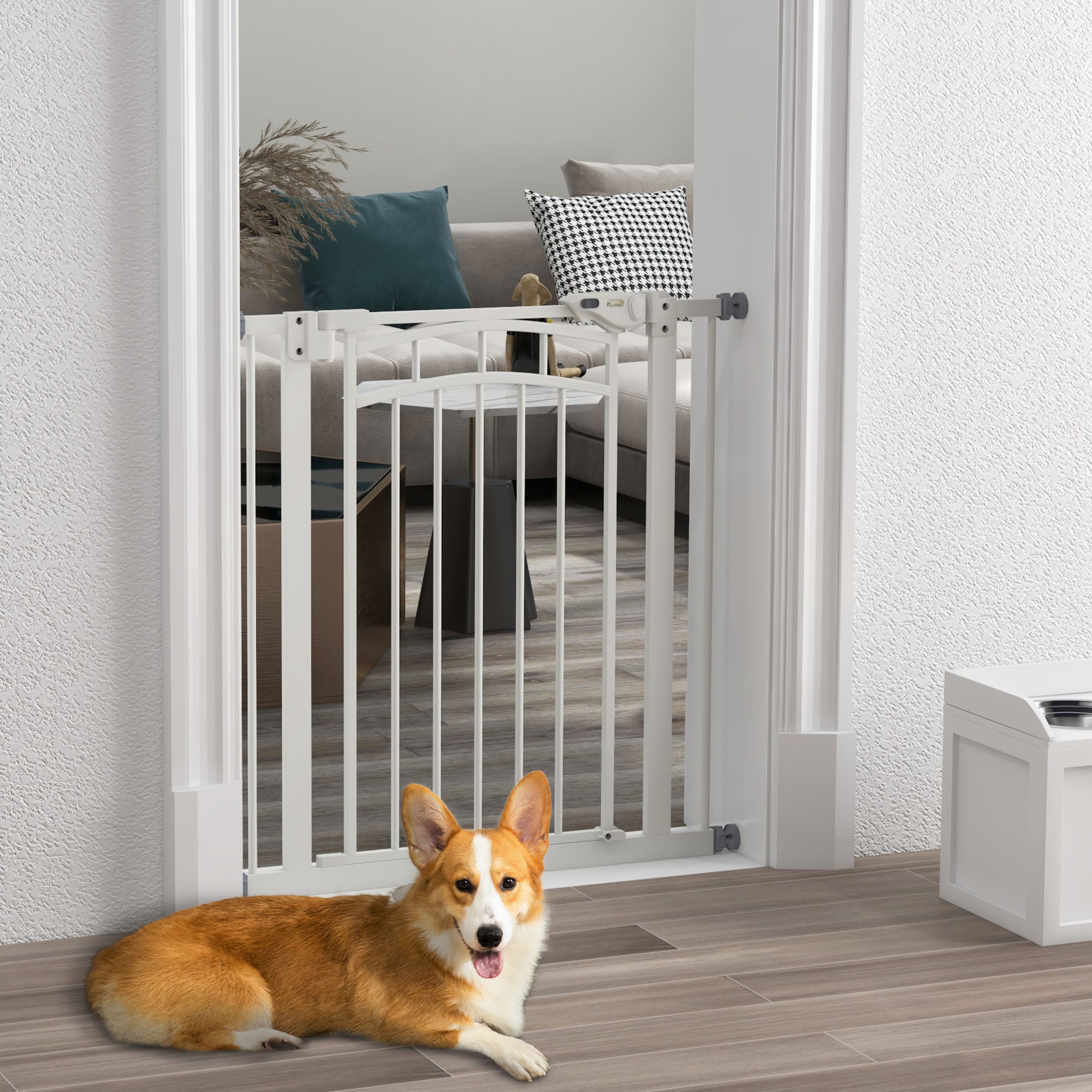 Pressure Fit Stair Gate, Dog Gate w/ Auto Closing Door, for Small, Medium Dog, Easy Installation, for 74-80cm Opening