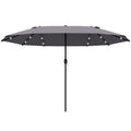 4.4m Double-Sided Garden Parasol with Solar LED Lights - Dark Grey