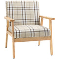 Modern Upholstered Accent Chair with Cushioned Seat for Comfort - Beige