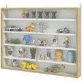 5-Tier Wall Display Shelf Unit with 4 Adjustable Shelves and Glass Doors 60x80cm - Natural