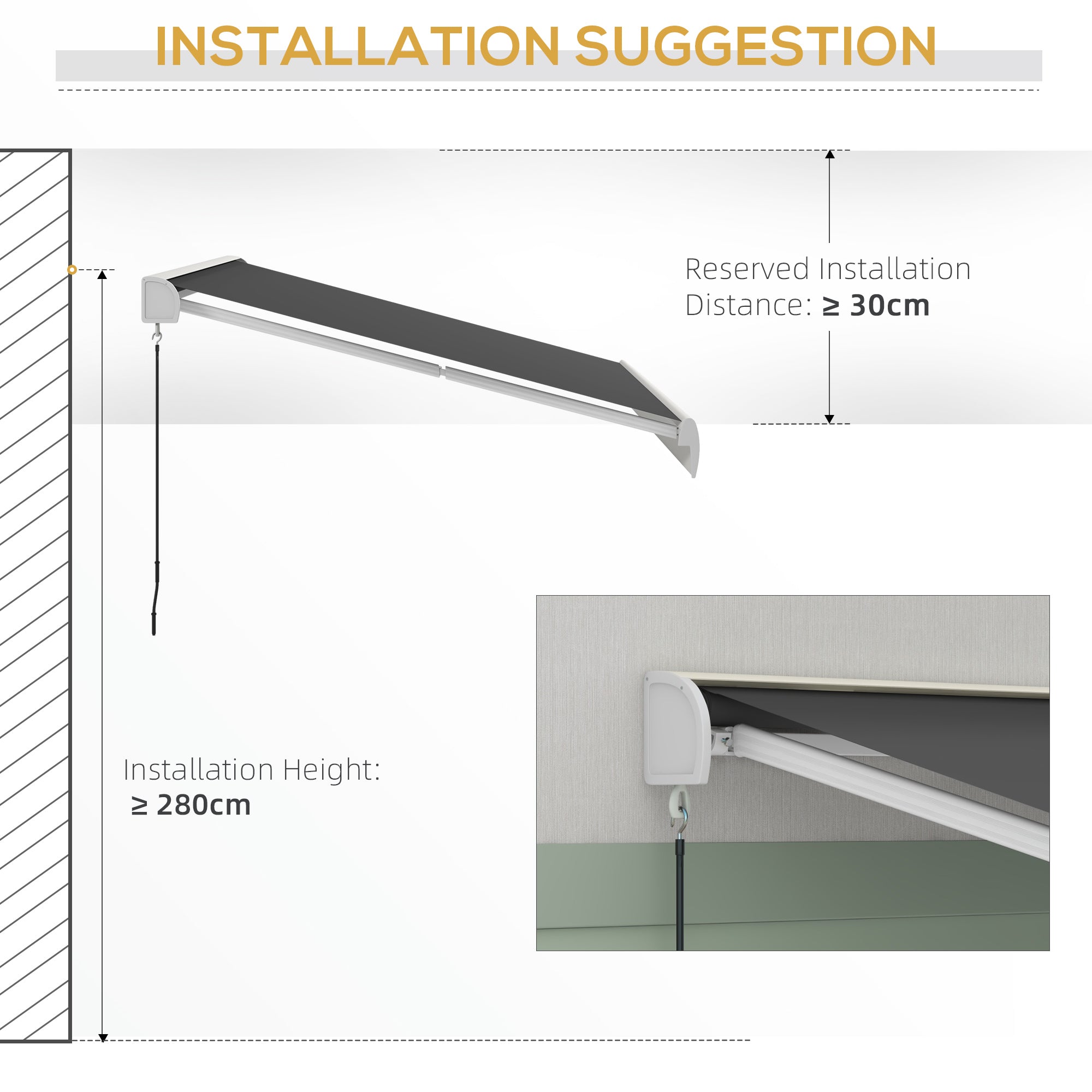 Electric Retractable Awning with Remote Control - Durable Grey Aluminium Frame