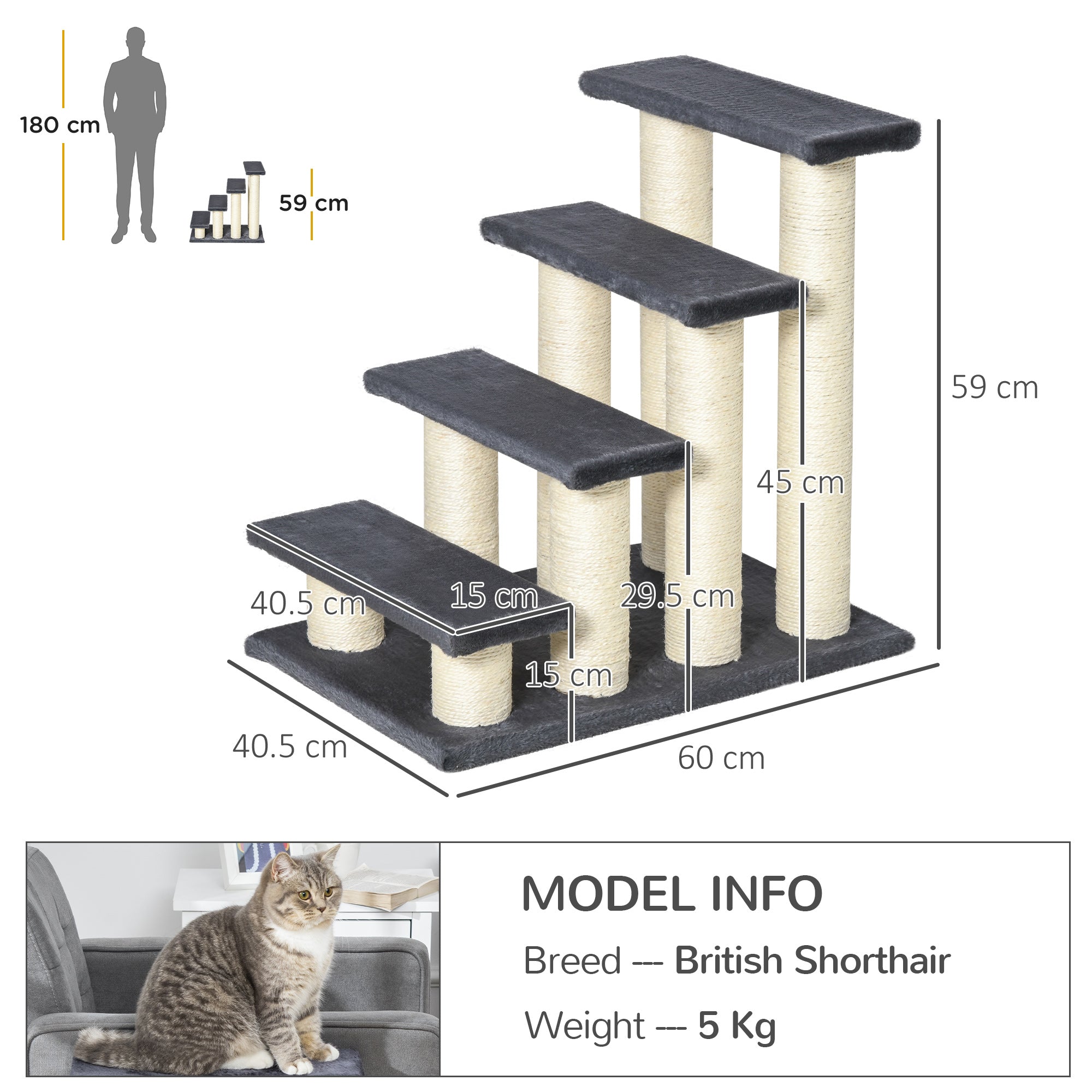 Pet Stairs 4 Steps Dog Cat Little Older Animal Climb Ladder Navy Blue