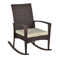 Rattan Outdoor Rocking Chair with Cushion Garden Patio Wicker Seater - Brown
