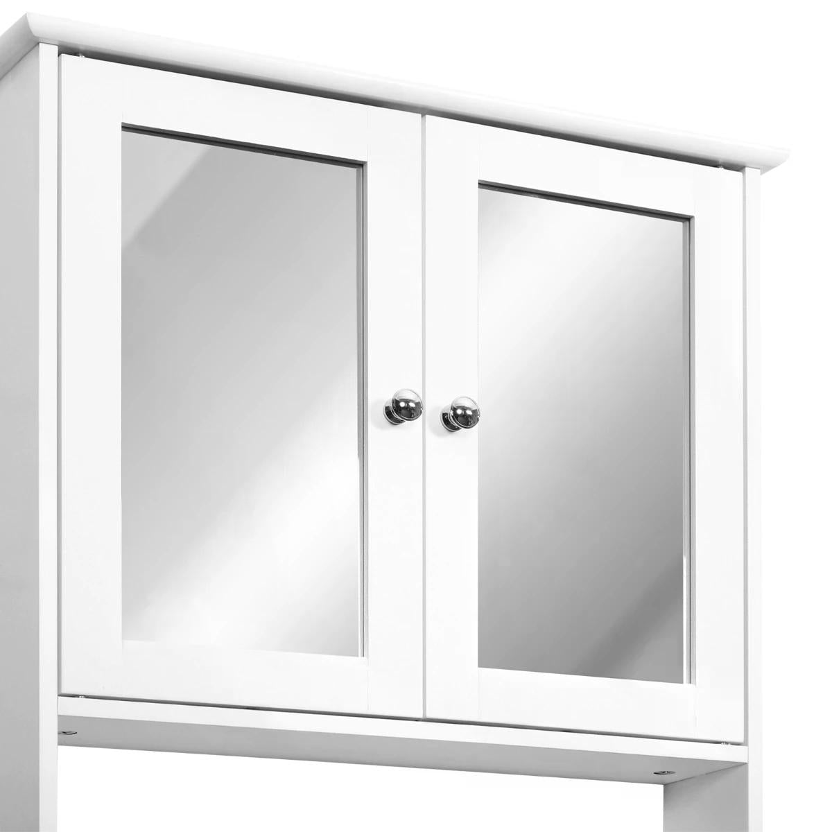 Wall-mounted Bathroom Cabinet Mirror Door, 56L x 13W x 58Hcm-White