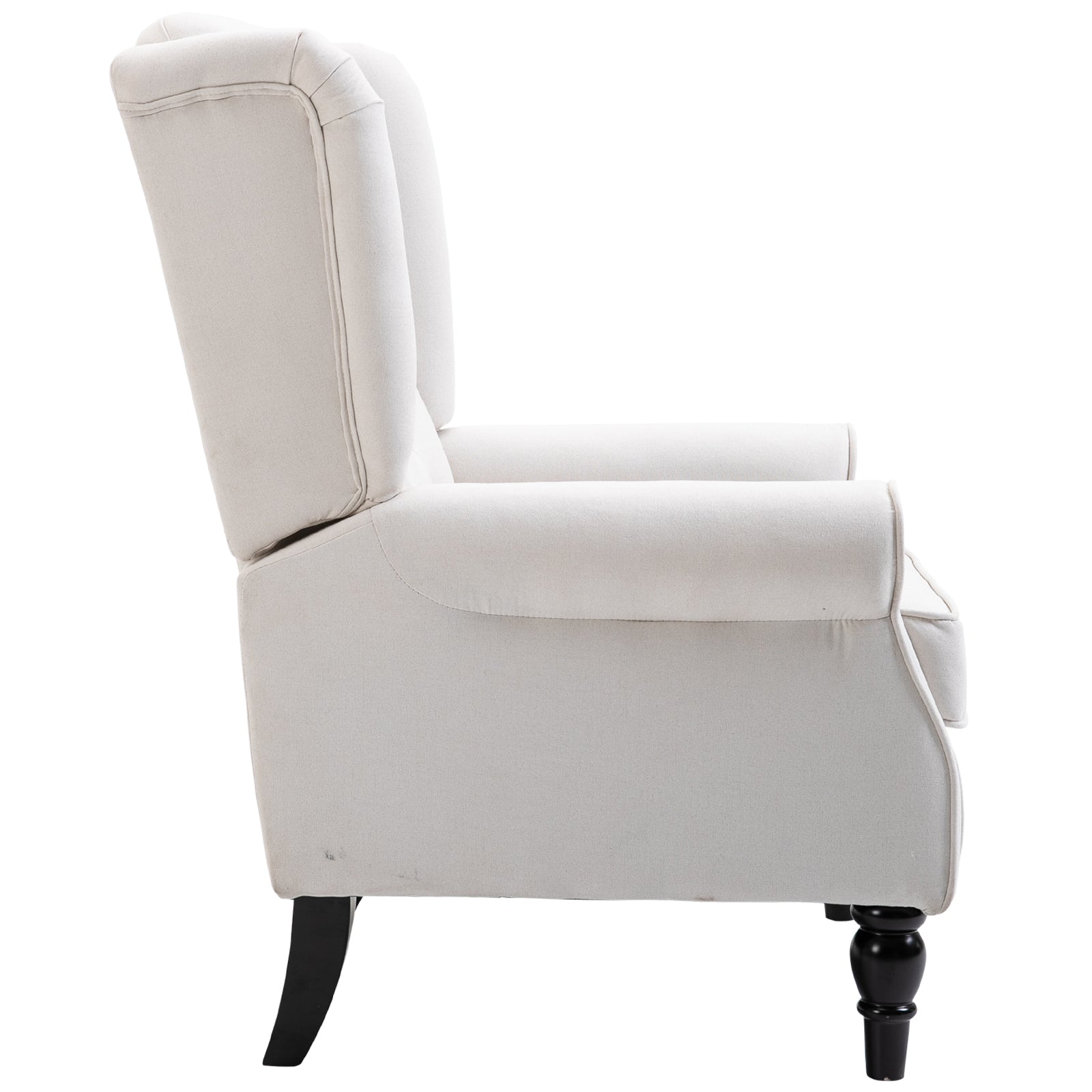 Wingback Accent Chair, Retro Upholstered Button Tufted Occasional Chair for Living Room and Bedroom, Cream White