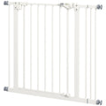 Adjustable Metal Dog Gate 74-87cm Wide with Auto Close and Locks - White