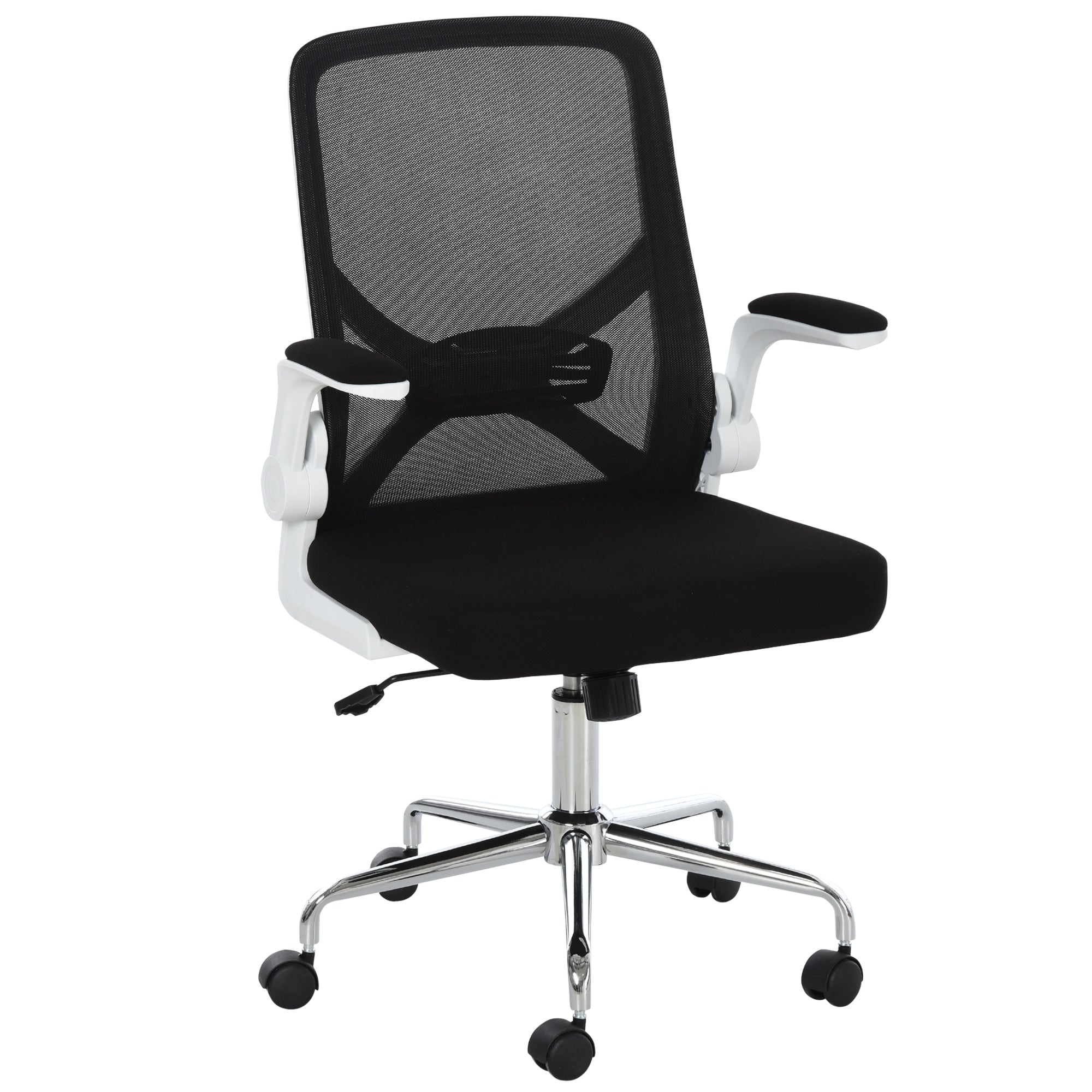 Mesh Office Chair with Flip-Up Arm, Lumbar Support, Home Task High Back Swivel Chair Adjustable Height, Black