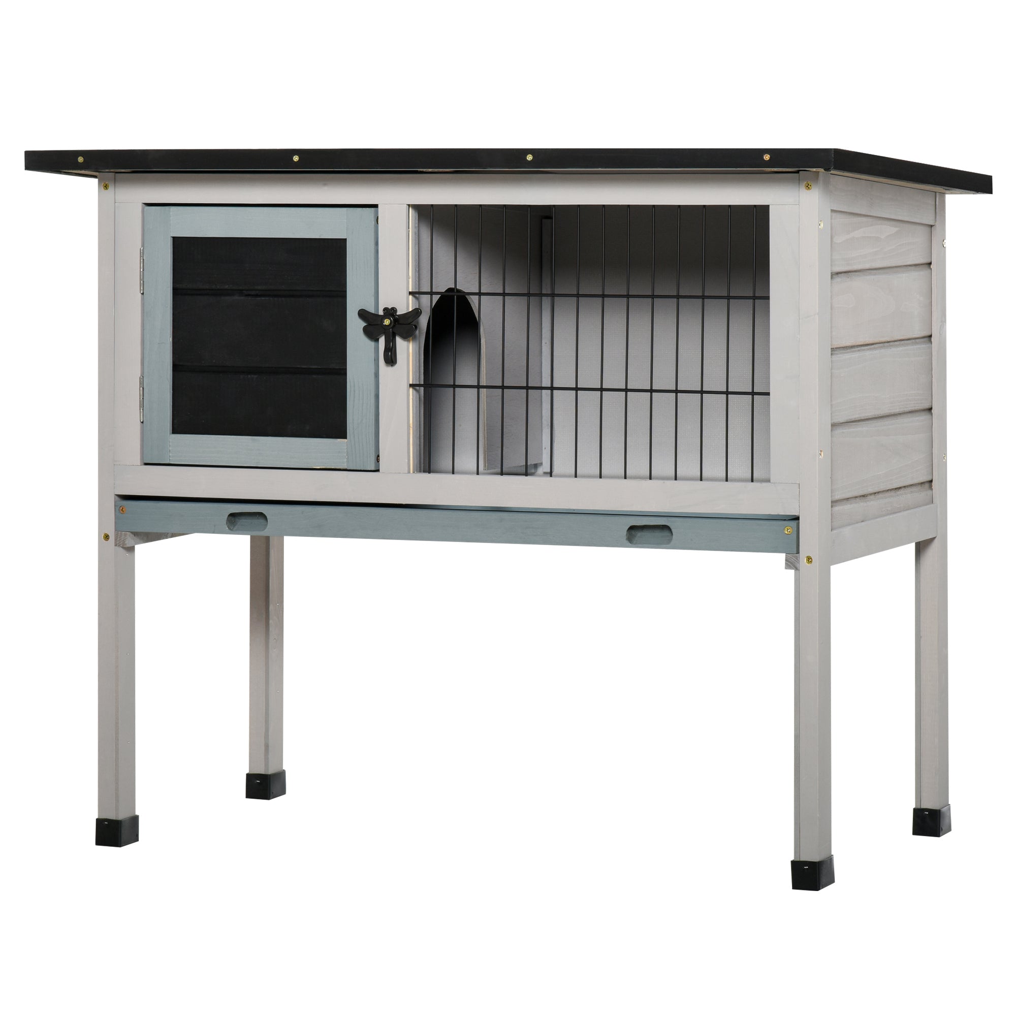 Rabbit's Elevated Fir Wood Outdoor Hutch Grey