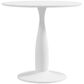 Modern Round Small Dining Table with Steel Base and Non-Slip Pads - White