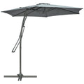 3 Metre Cantilever Parasol with Crank Handle and Cross Base - Grey