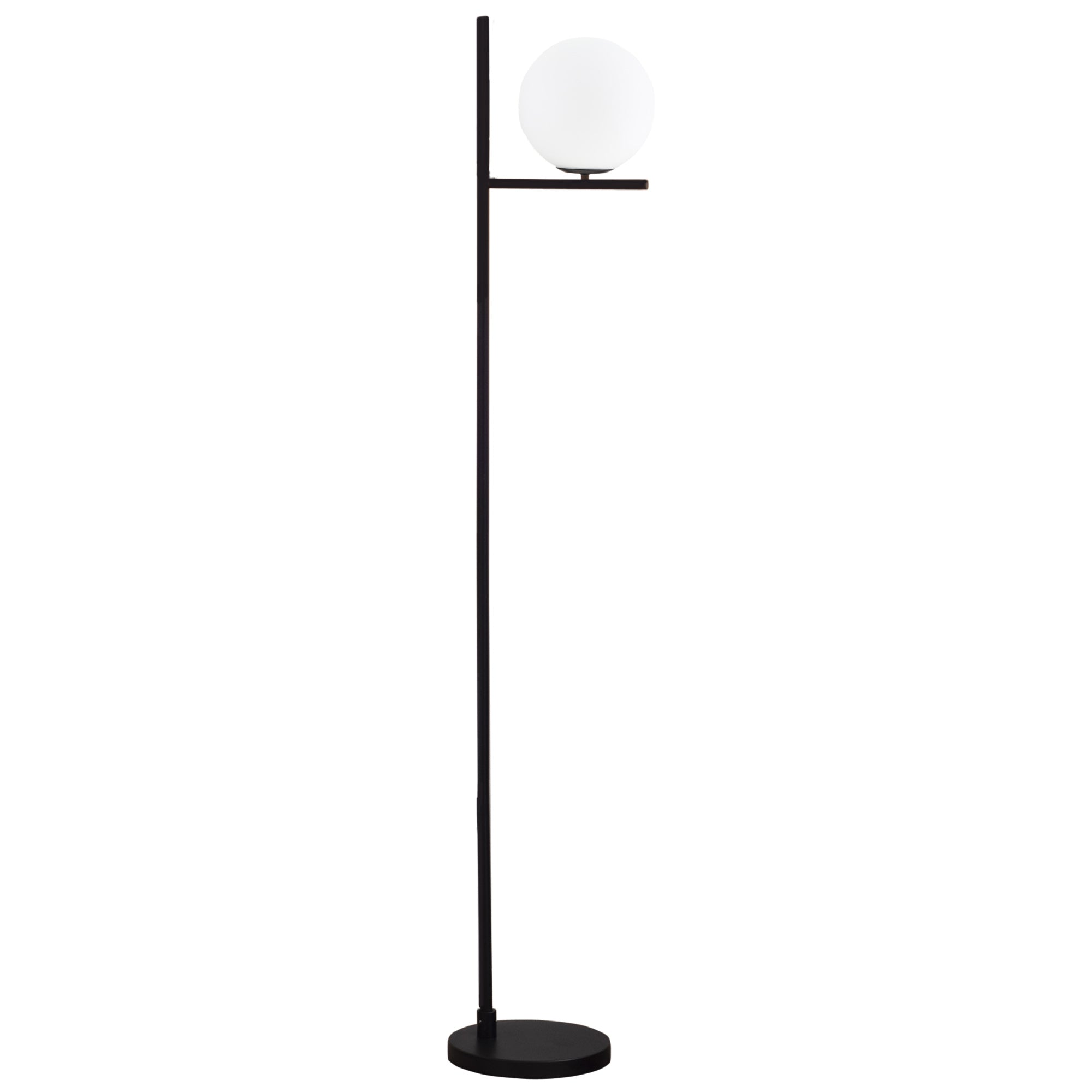 Modern Floor Lamp Metal Frame Sphere Light w/ Pedal Switch Unique Standing Beautiful Furnishing for Home Office Living Room, Black