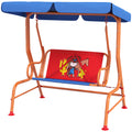 Two Seater Kids Garden Swing with Adjustable Canopy and Safety Belts - Red Blue Orange