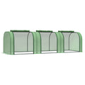 PE Tunnel Greenhouse with Steel Frame and Zipper Doors 295x100x80 cm - Green