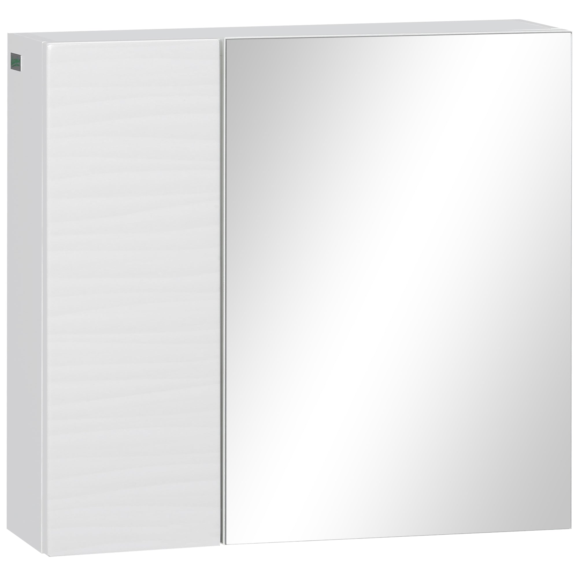 Bathroom Mirror Cabinet, Double Door Wall Mounted Storage Cupboard Organizer with Adjustable Shelves, White