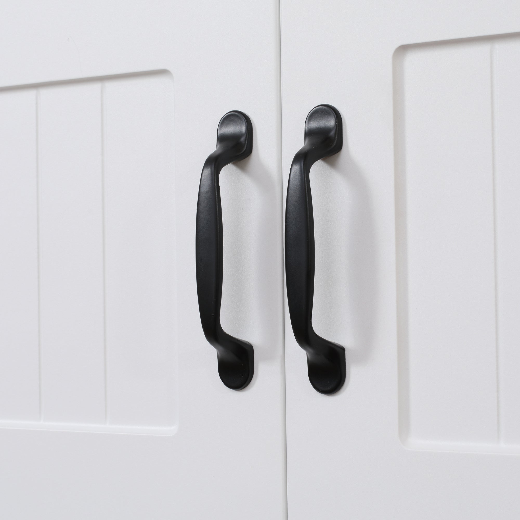 Kitchen Cupboard, 5-Tier Storage Cabinet with Adjustable Bottom Shelf, Open Microwave Countertop, White