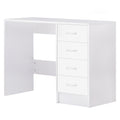 Computer Writing Desk with 4 Drawers High Gloss Workstation - White