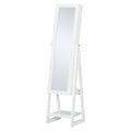 LED Light Jewelry Cabinet Armoire with Mirrors, Drawers & Hooks Storage - White